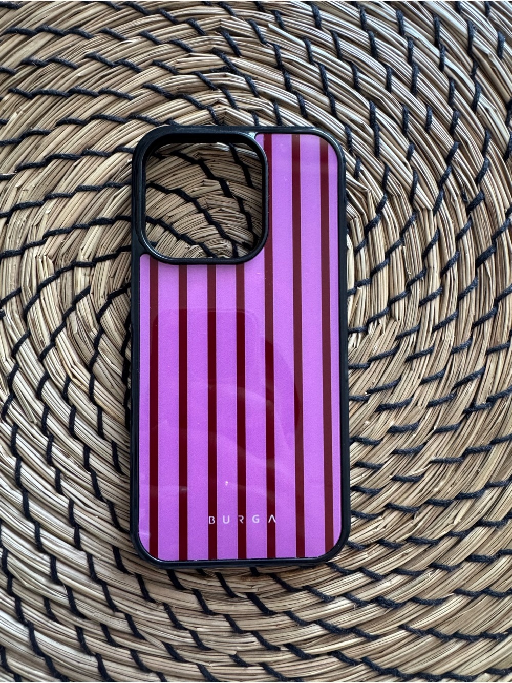 BURGA iPhone 15 PRO Pink Striped Protective Phone Case